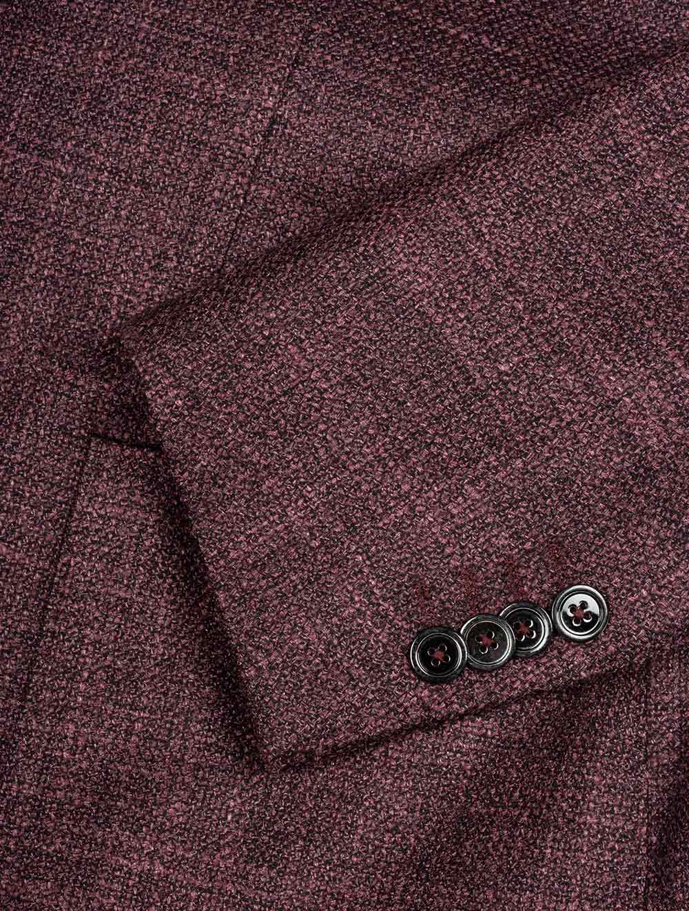 Louis Copeland Weave Sports Jacket Wine Wool Silk 2 Button Soft Shoulder Patch Pocket 3