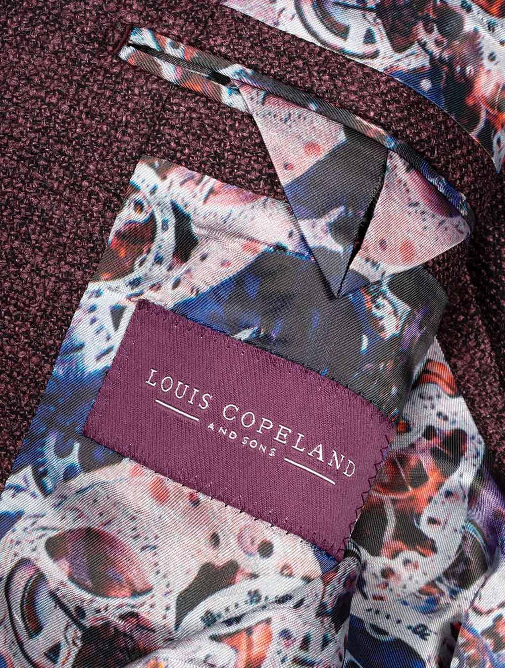 Louis Copeland Weave Sports Jacket Wine Wool Silk 2 Button Soft Shoulder Patch Pocket 4