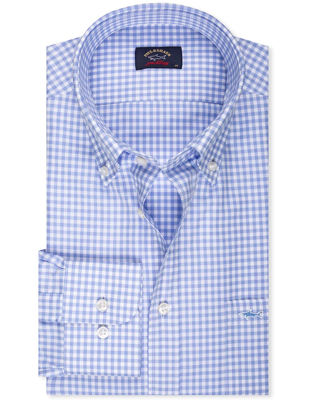 Paul And Shark Check Buttondown Shirt Blue Stylish Men's Casual
