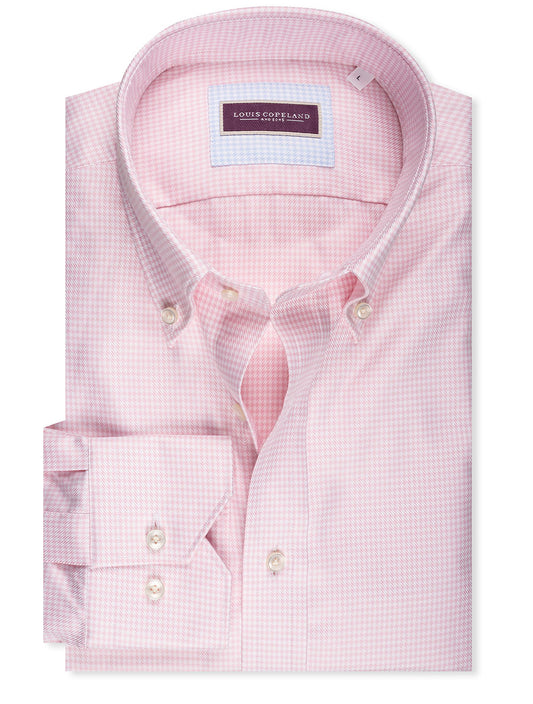 Button Down Houndtooth Single Cuff Shirt Pink