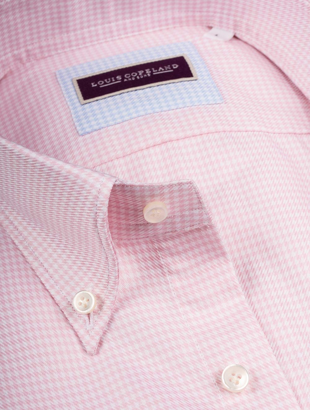 Button Down Houndtooth Single Cuff Shirt Pink