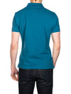 Tartan Pique Polo Shirt Aqua Blue