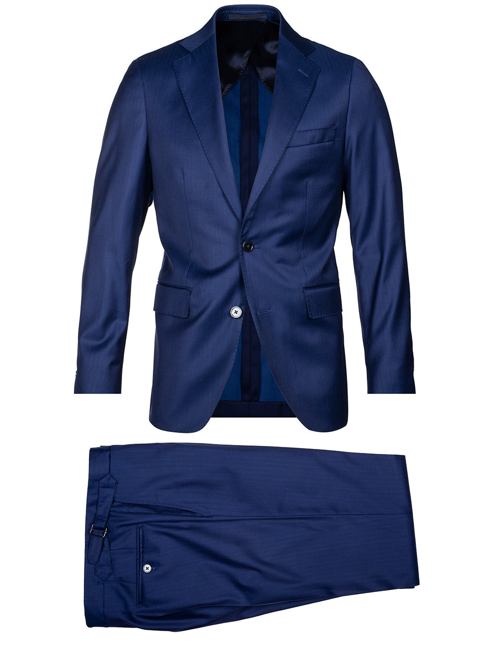 Louis Copeland Herringbone Wool & Silk Suit Blue Tailored Suits for