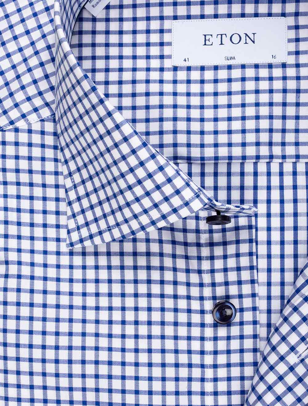 Twill Check Stretch Slim-Navy