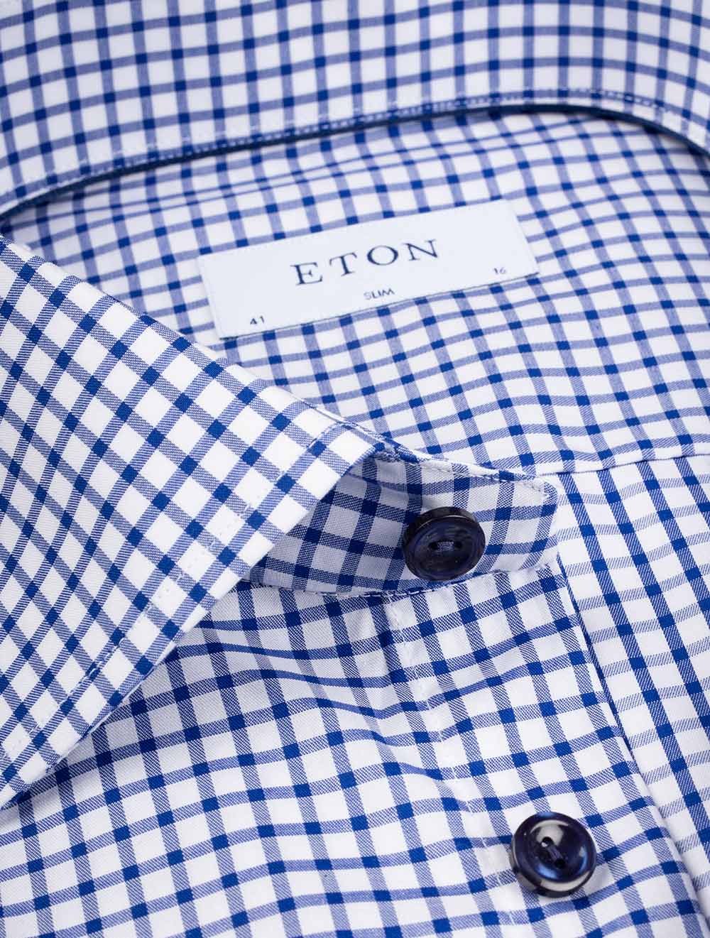 Twill Check Stretch Slim-Navy