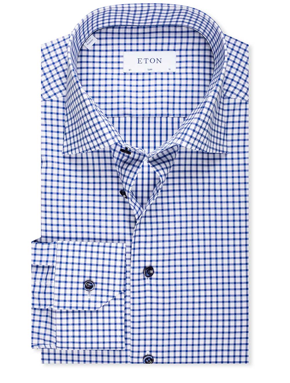 Twill Check Stretch Slim-Navy