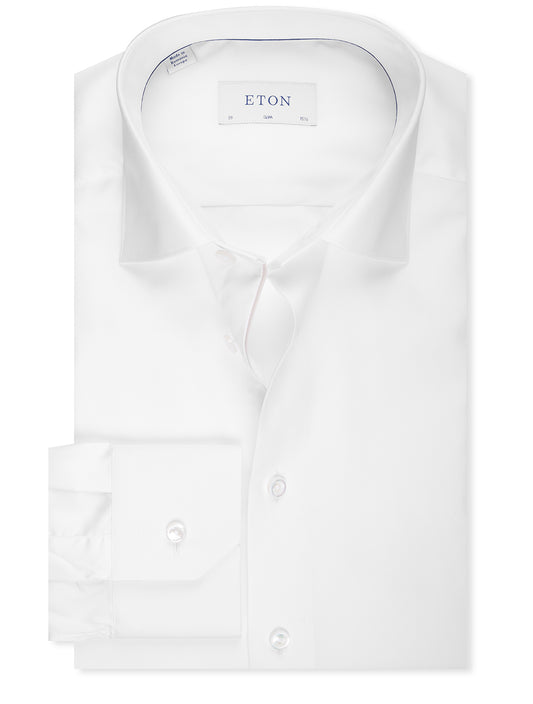 ETON Slim Fit Fine Piqué Shirt White