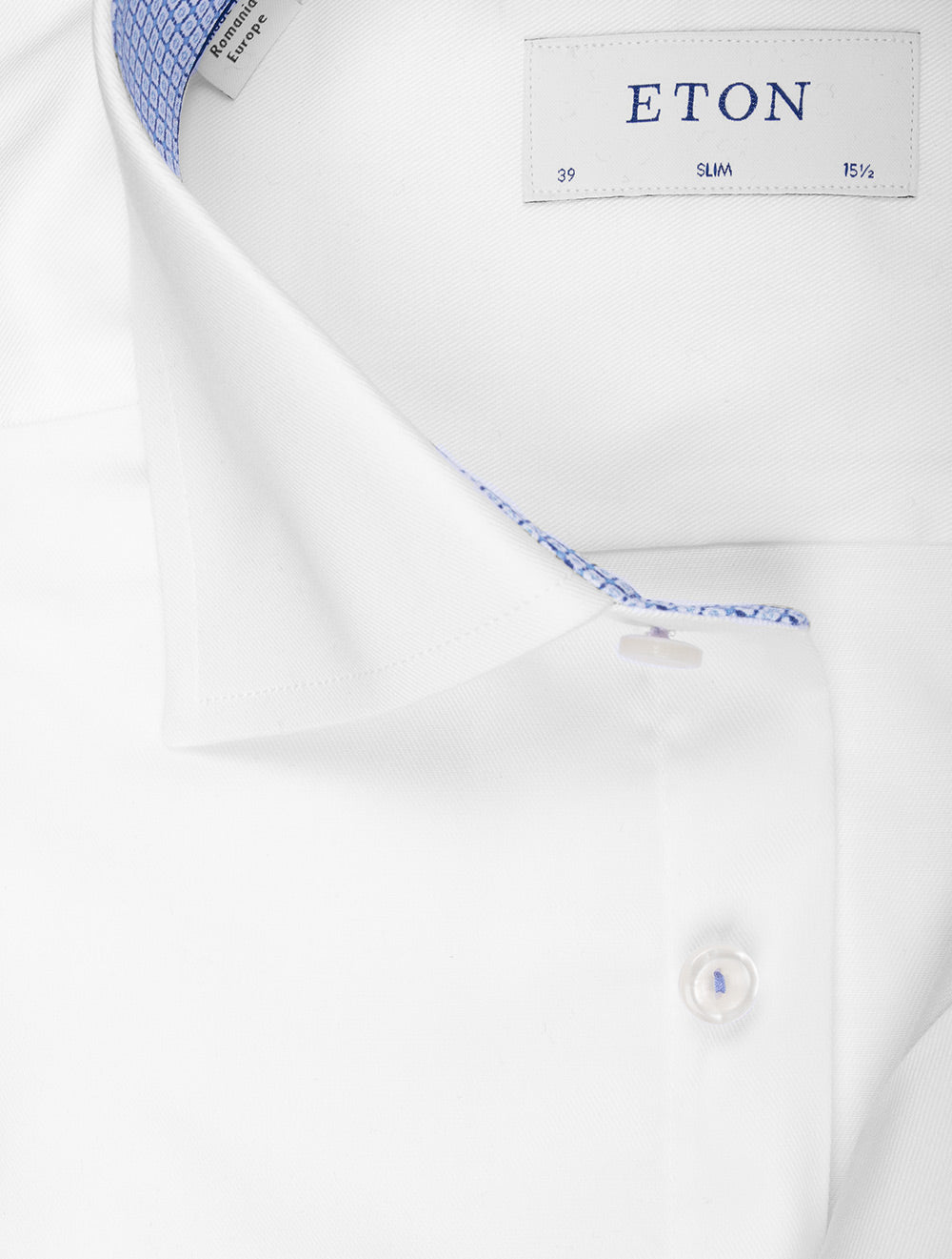 Eton Slim Fit Formal Stretch Plain Shirt With Contrast Inlay White AI1