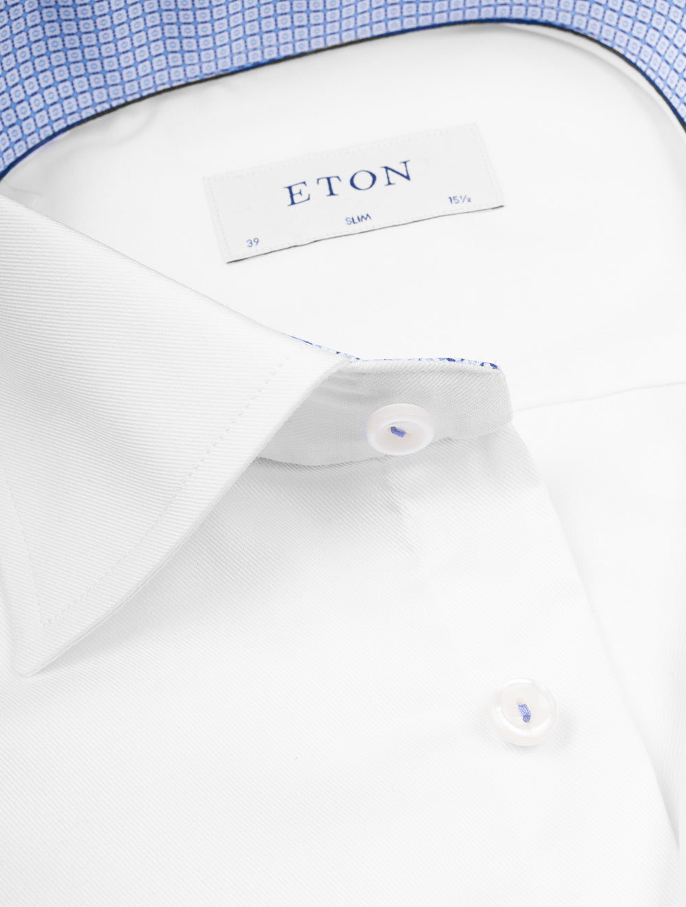 Eton Slim Fit Formal Stretch Plain Shirt With Contrast Inlay White AI2