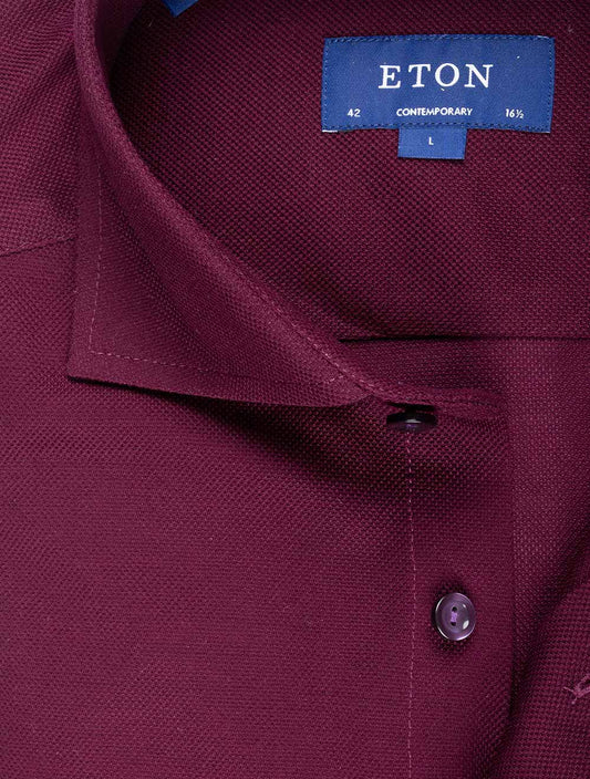 ETON Contemporary Pique Shirt Burgundy