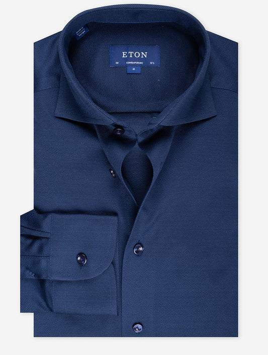 ETON Contemporary Pique Shirt Navy