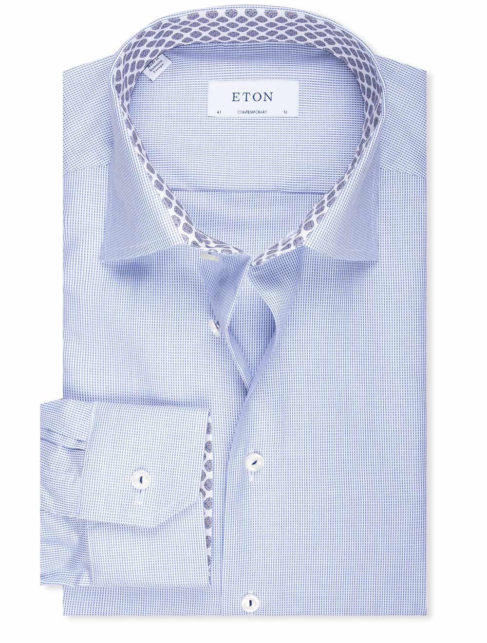 Eton Contemporary Pattern Inlay Shirt Navy MI