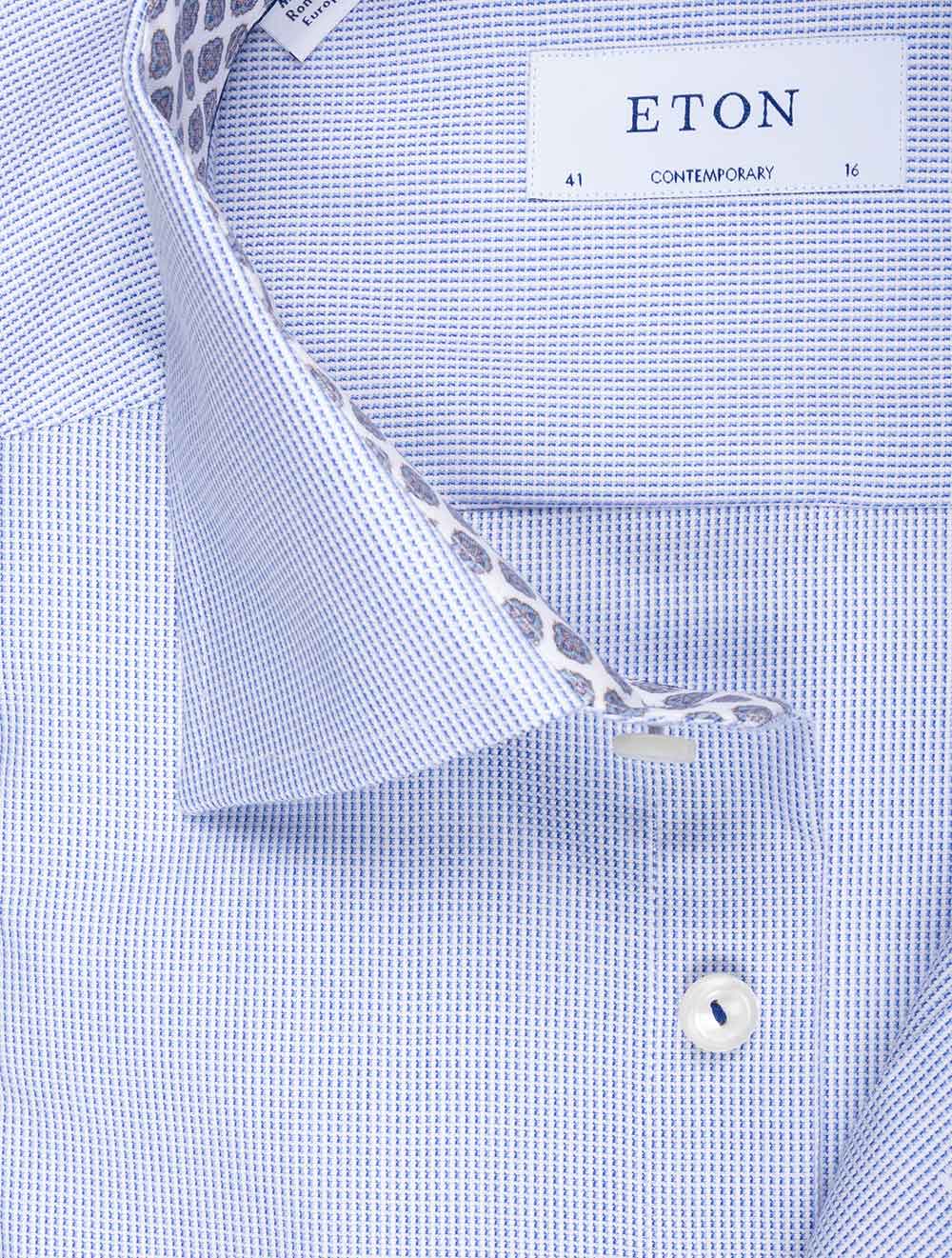 Eton Contemporary Pattern Inlay Shirt Navy AI1