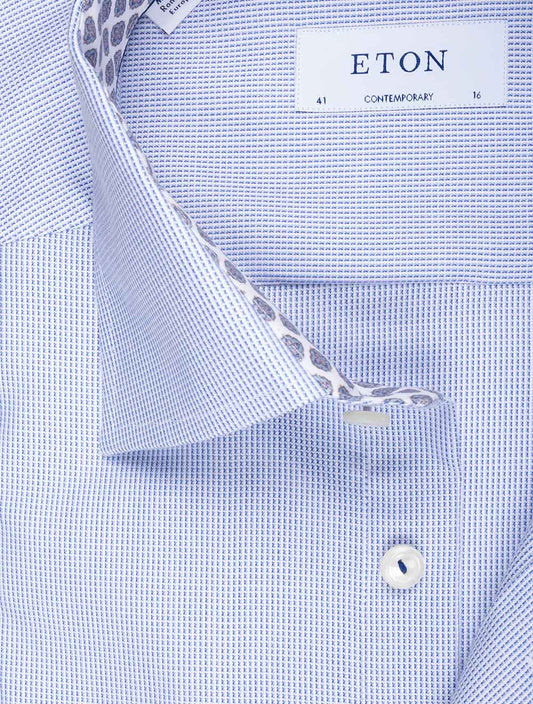 ETON Contemporary Pattern Inlay Shirt Navy