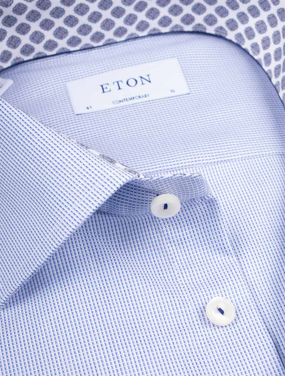 Eton Contemporary Pattern Inlay Shirt Navy AI2