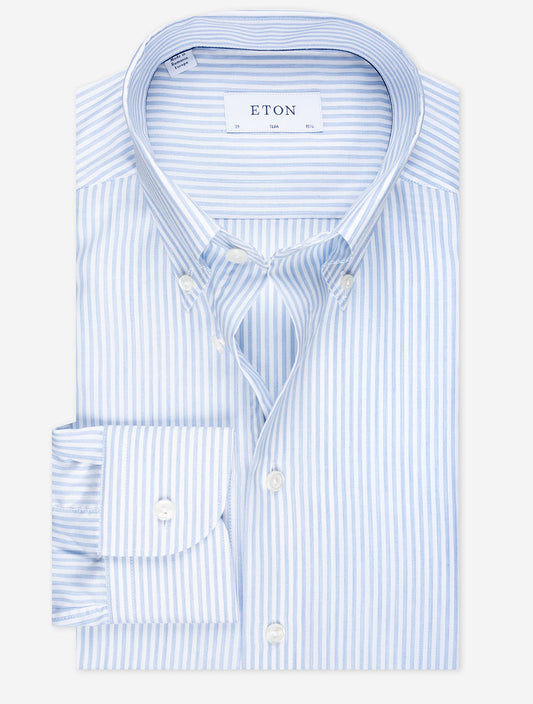 ETON Slim Stripe Buttondown Shirt Blue