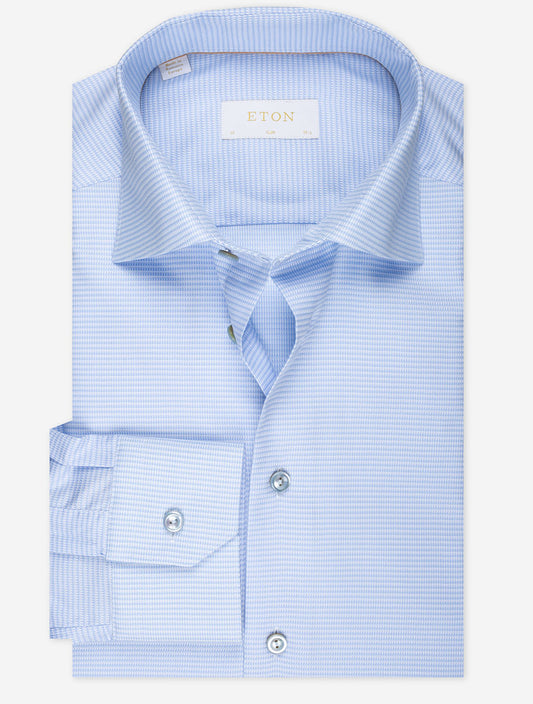 ETON Puppytooth Slim Shirt Blue