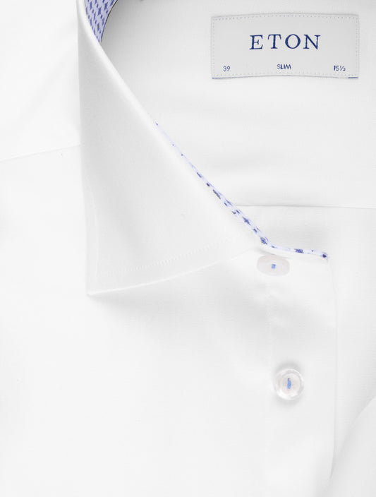 ETON Slim Plain With lnlay Shirt White