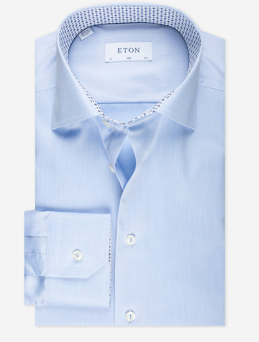 ETON Slim Plain With lnlay Shirt Blue