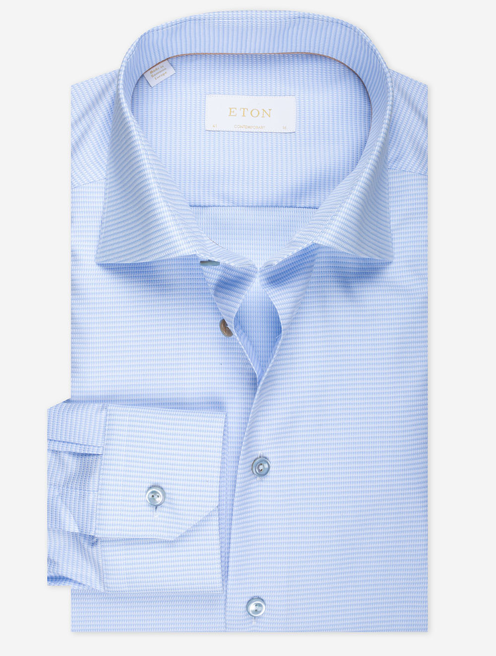 Eton Blue Elevated Pique Contemporary Fit Shirt MI