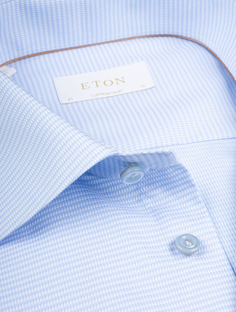 Eton Blue Elevated Pique Contemporary Fit Shirt AI2