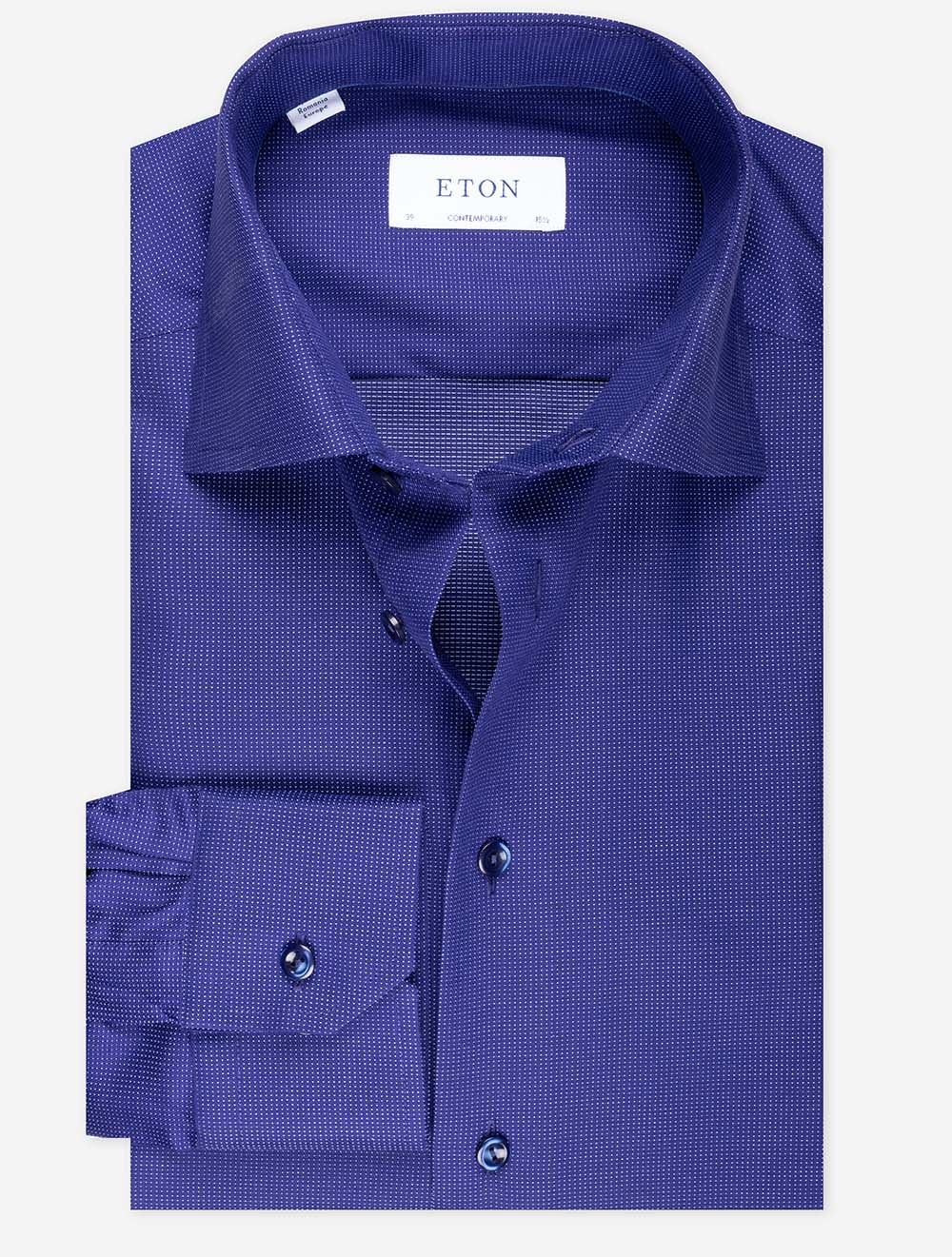Eton Contemporary Pin Dot Twill Shirt Navy MI