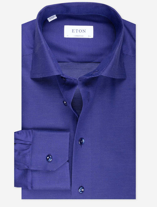 ETON Contemporary Pin Dot Twill Shirt Navy
