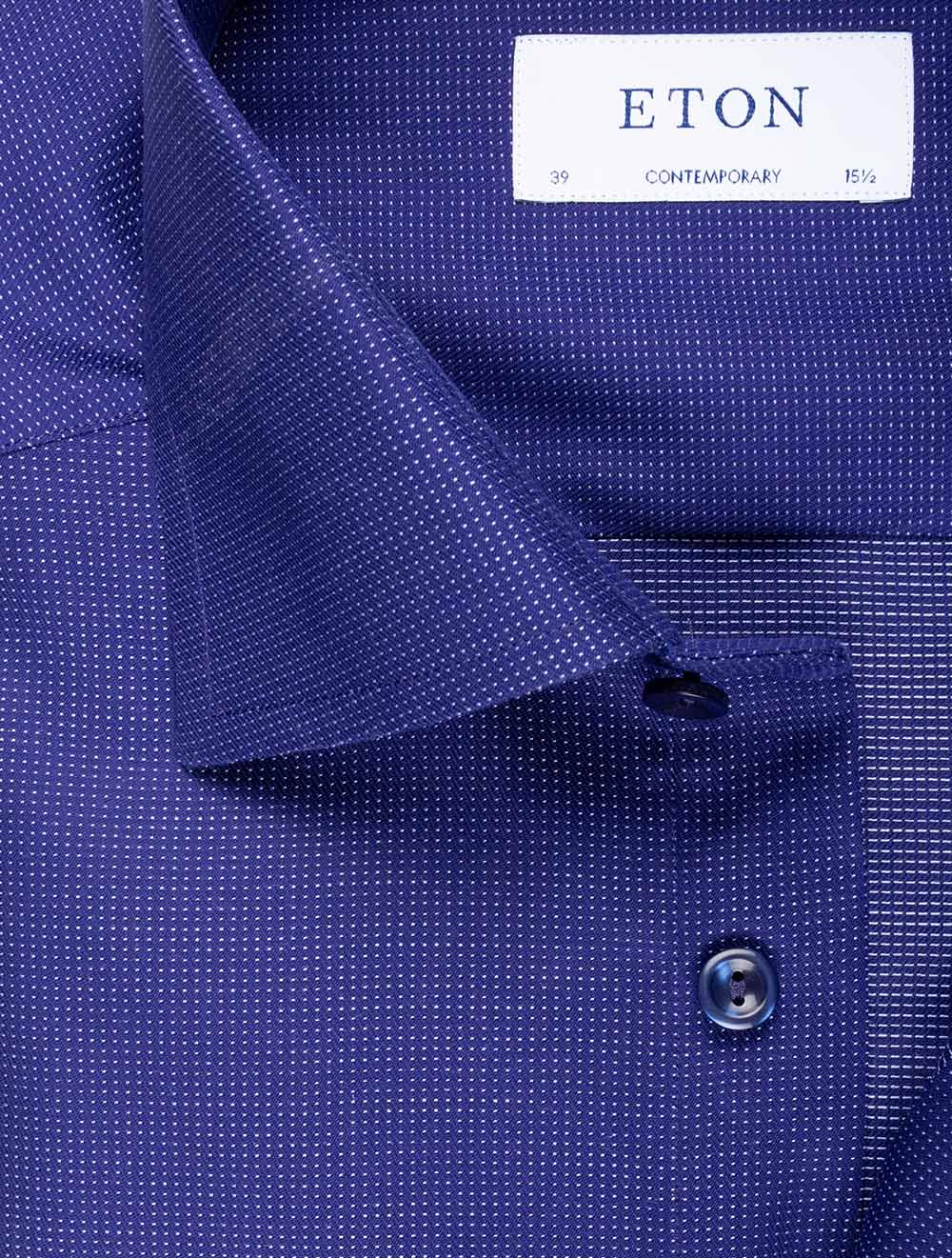 Eton Contemporary Pin Dot Twill Shirt Navy AI1