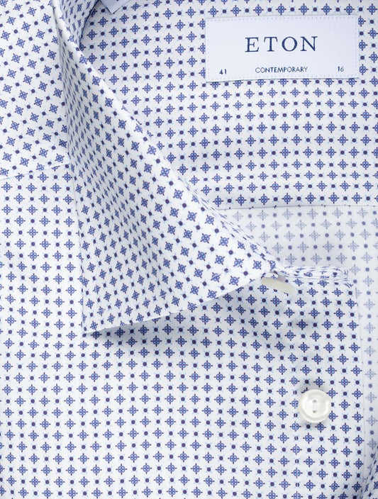 ETON Micro Print Shirt Blue