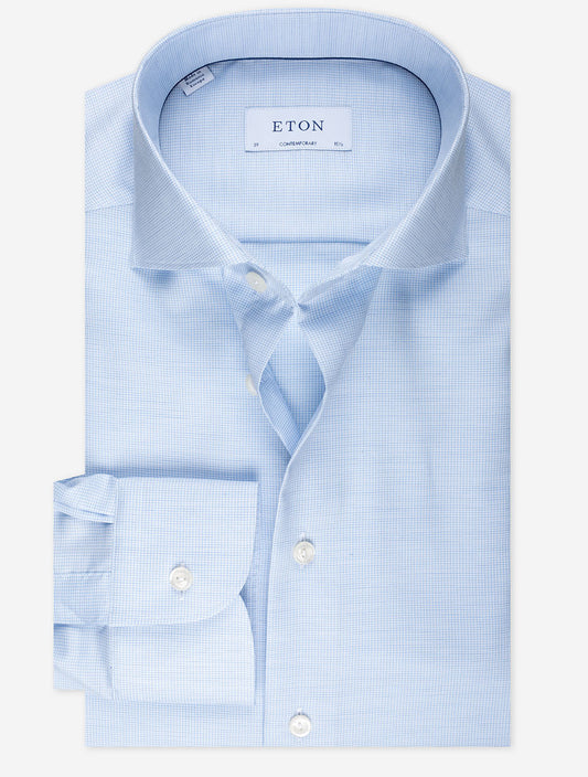 ETON Contemporary Houndstooth Shirt Blue