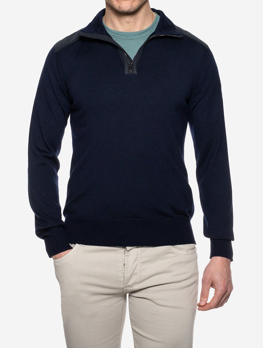 Belstaff Kilmington Quarter Zip Jumper Washed Navy AI1
