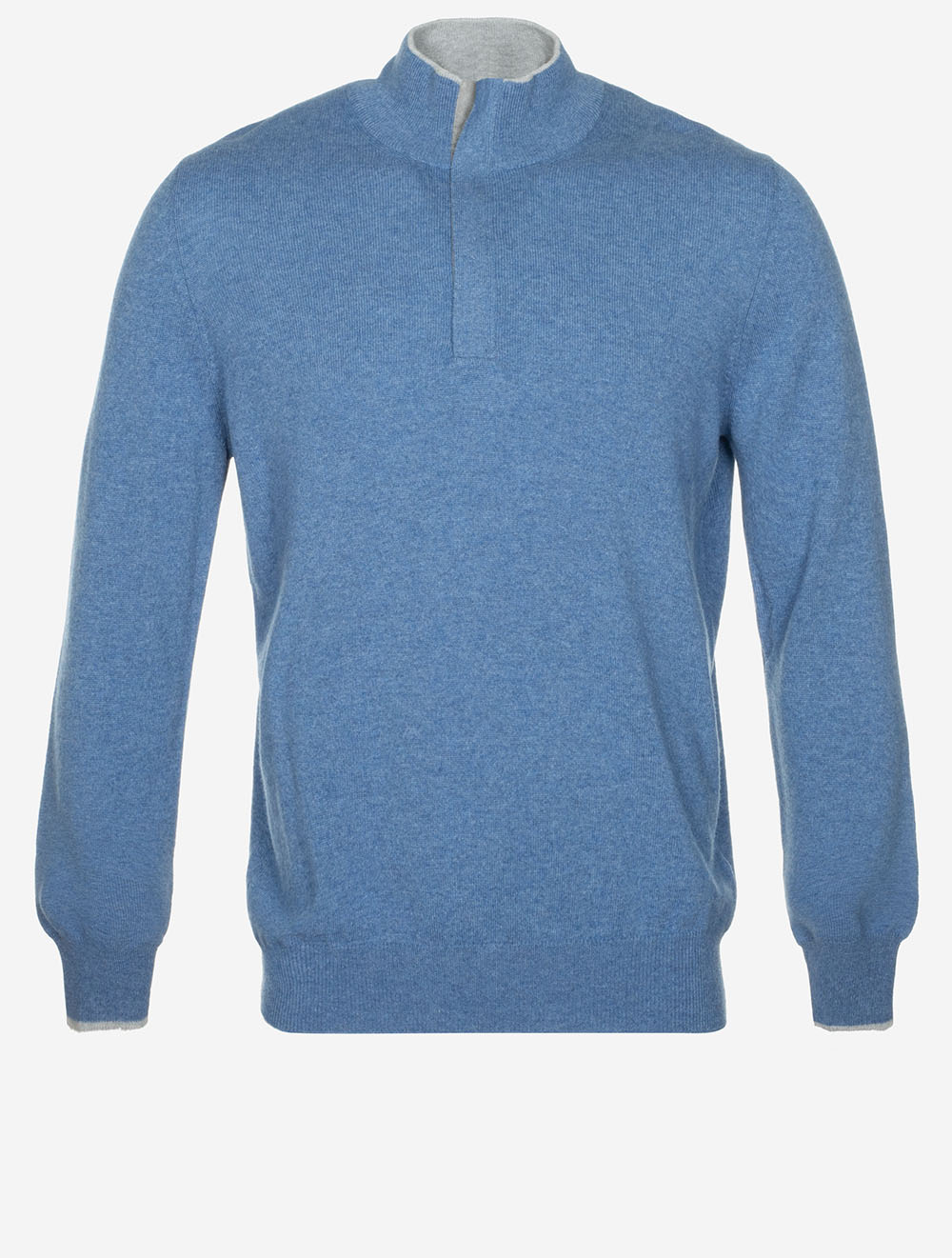 Wool And Cashmere Half Zip Blue