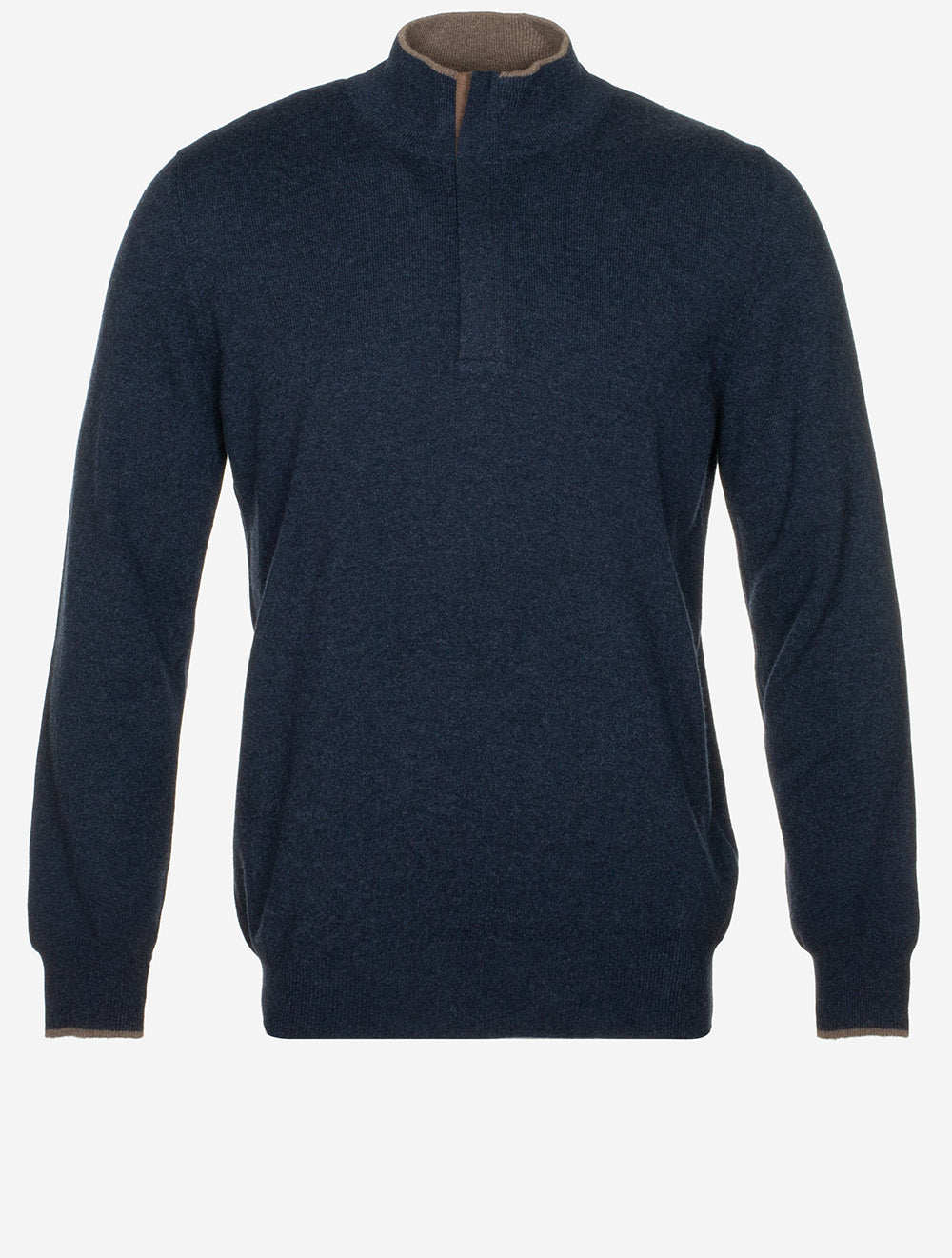 Wool And Cashmere Half Zip Navy