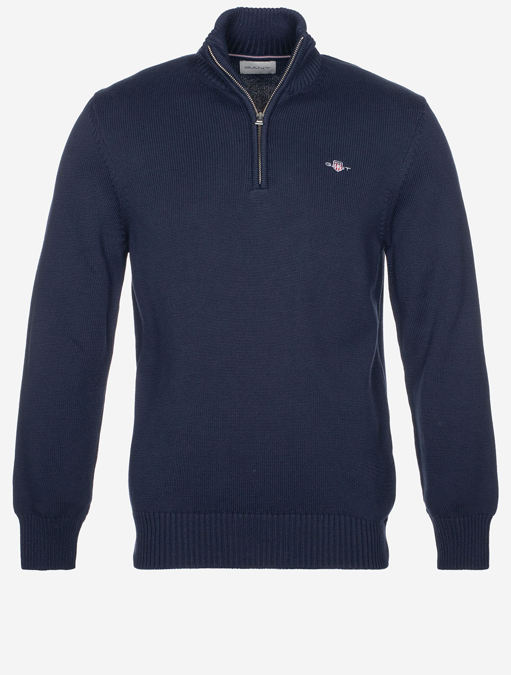 Casual Cotton Half-Zip Sweater Evening Blue