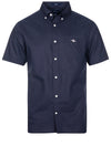GANT Regular Cotton Linen Short Sleeve Shirt Evening Blue
