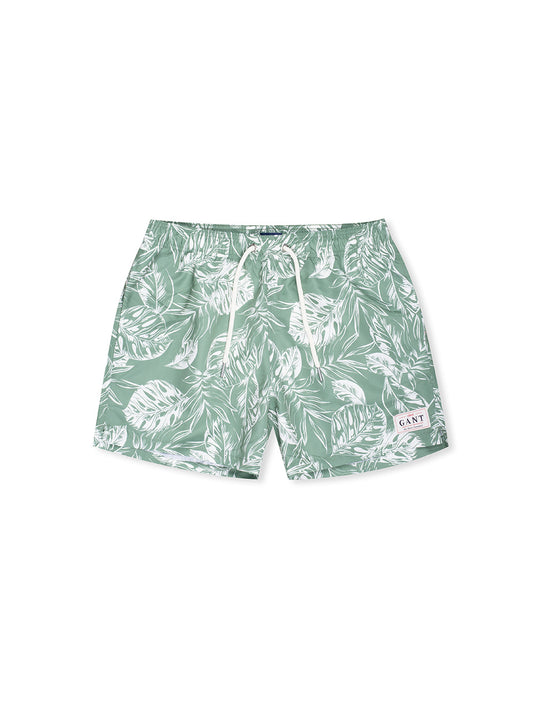 GANT Classic Fit Tropical Leaves Print Shorts Kalamata Green
