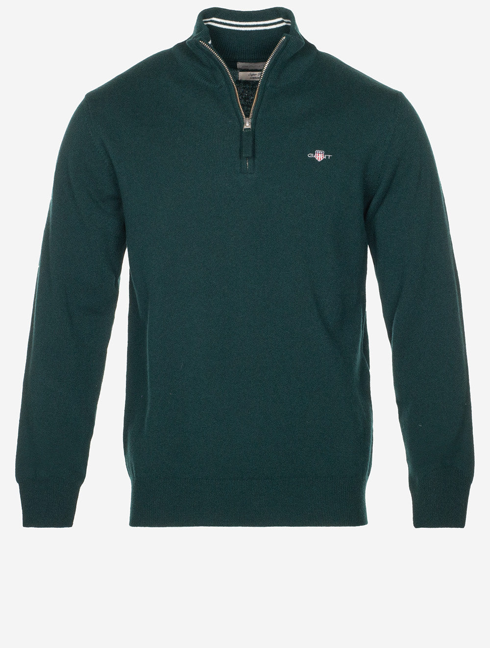 Superfine Lambswool Half-Zip Tartan Green