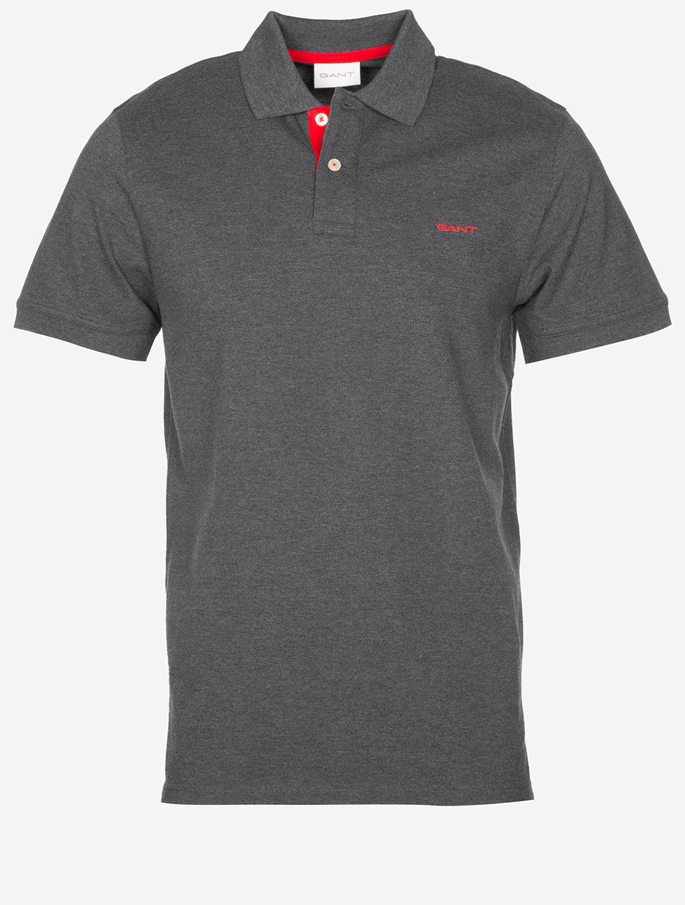 Regular Contrast Piqué Short Sleeve Polo Shirt Antracite Melange