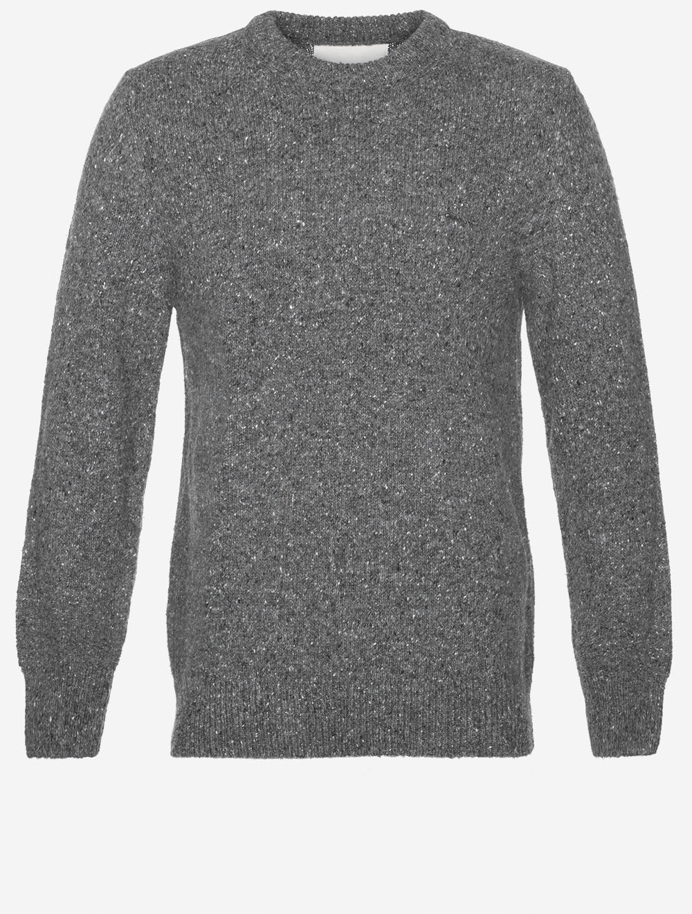 Wool Blend Neps Crew Neck Jumper Charcoal Melange
