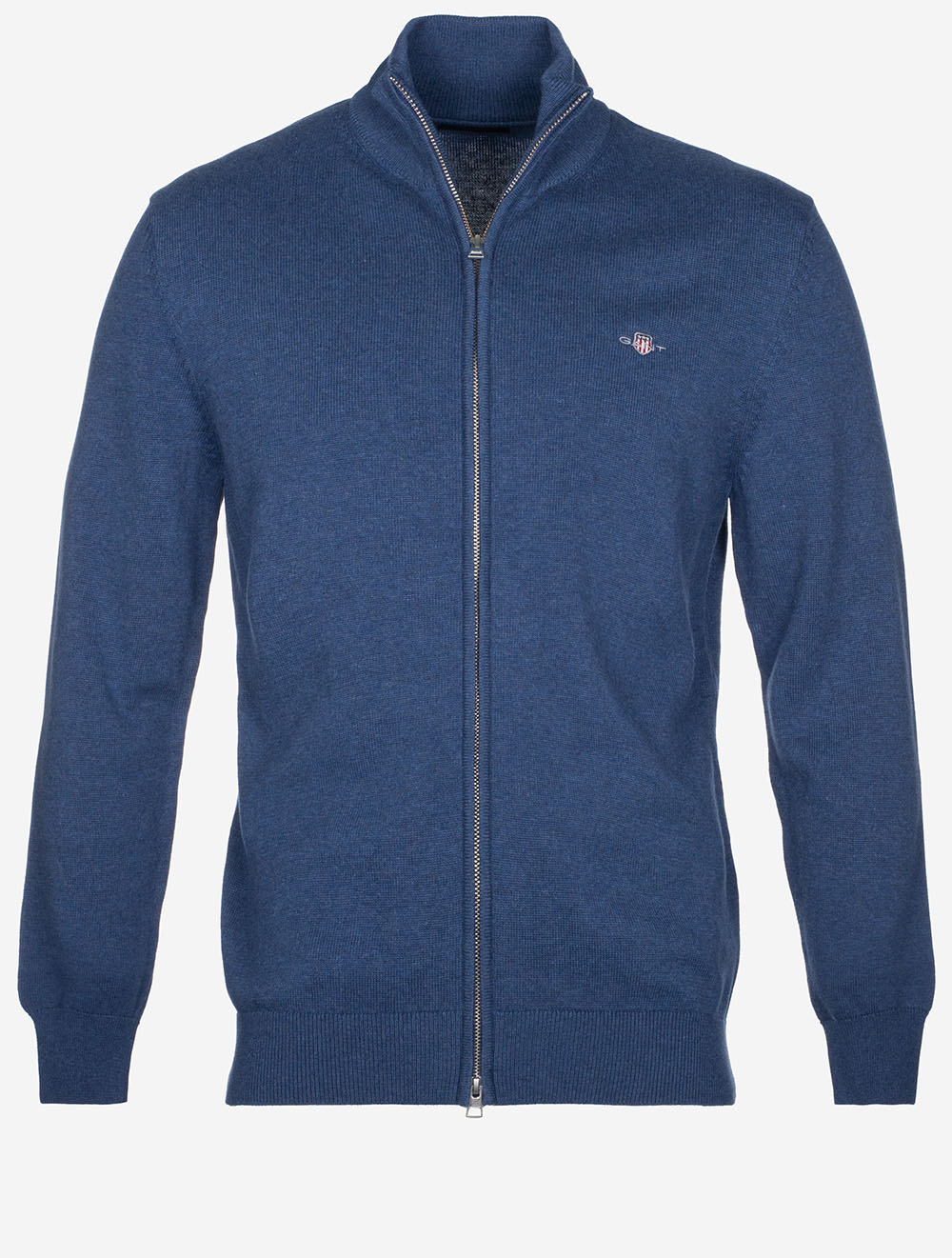 Casual Cotton Zip Cardigan Dark Jeansblue Melange