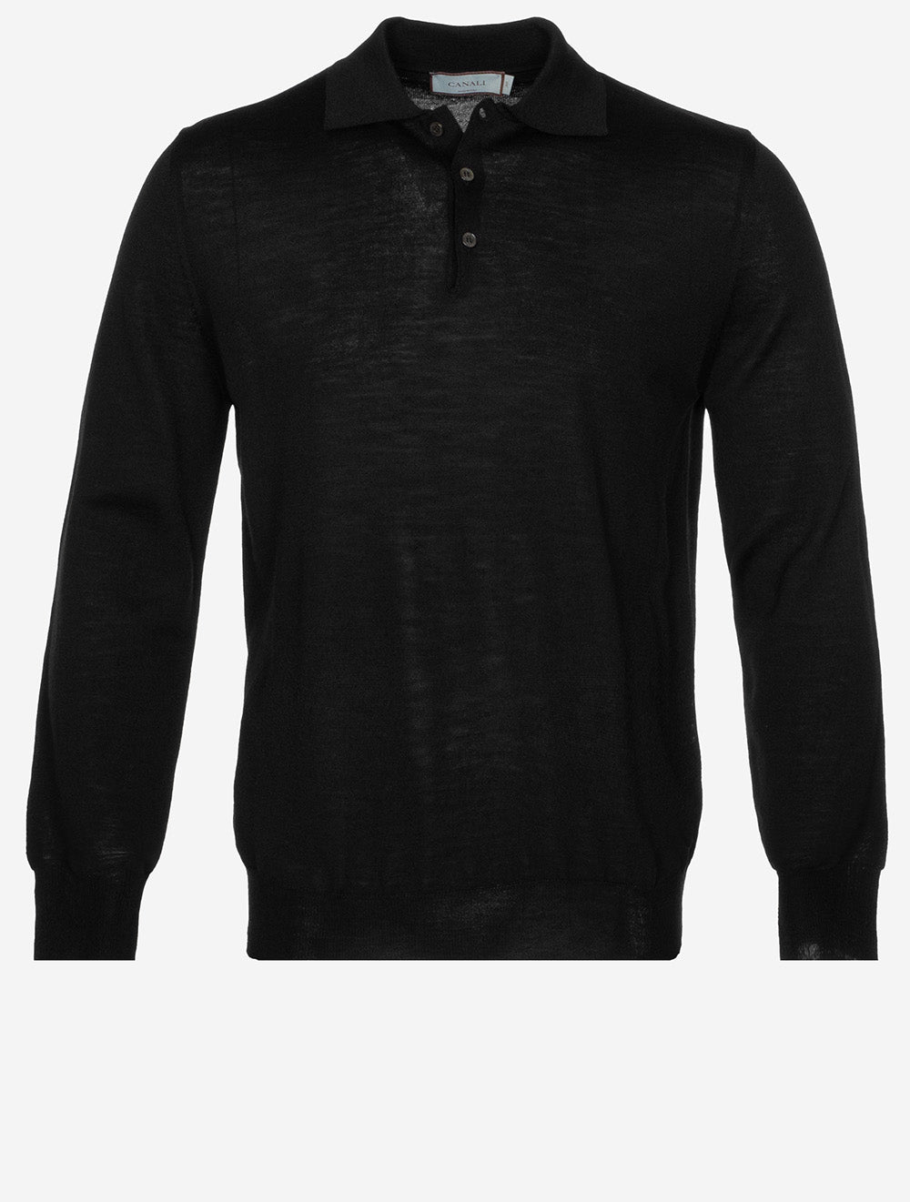 Canali Long Sleeve Polo Knit Black