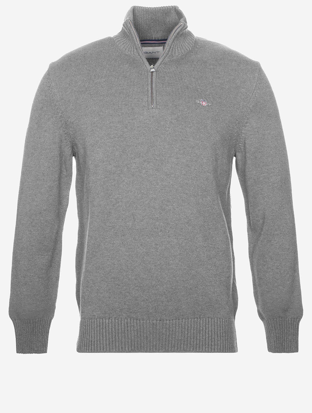 Casual Cotton Half Zip Dark Grey Melange