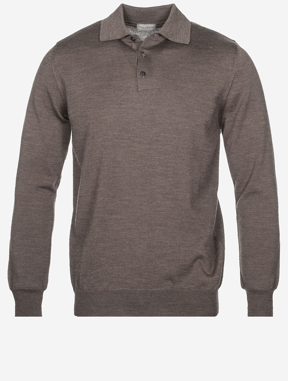 Merino Long Sleeve Polo Brown