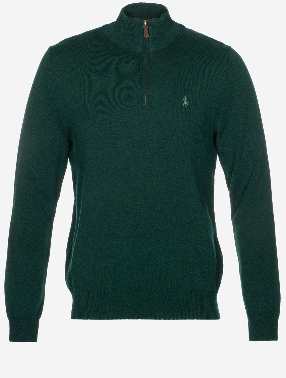 Wool Quarter Zip Jumper Green