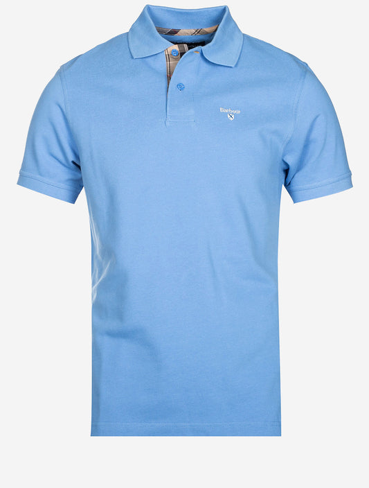 BARBOUR Tartan Cotton Polo Shirt Delft Blue