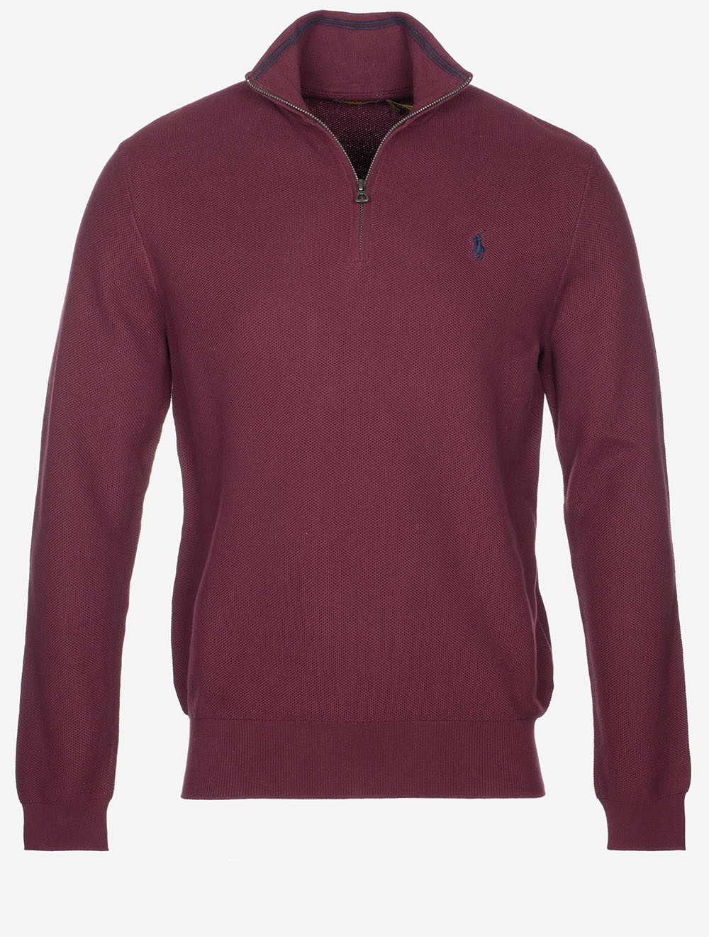 Half Zip Pique Pullover Wine