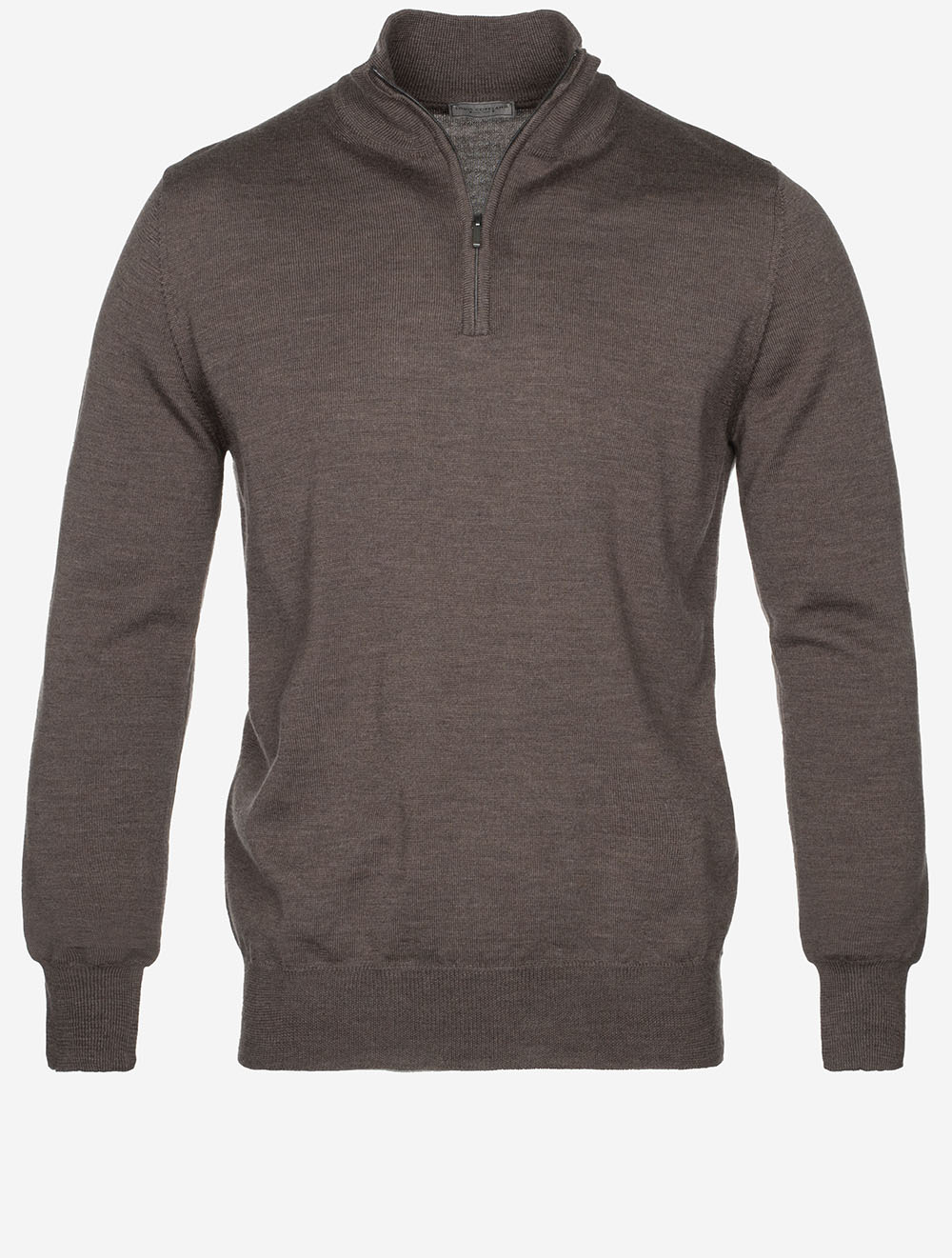 Pull col montant à demi-fermeture éclair marron