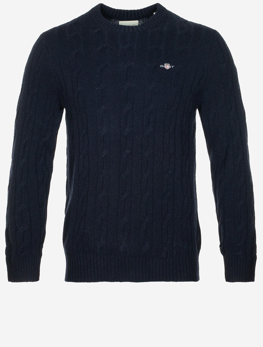 Lambswool Cable Crew Neck Evening Blue