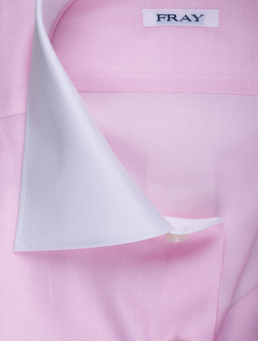 FRAY Contrast Cuff and Collar Shirt Pink