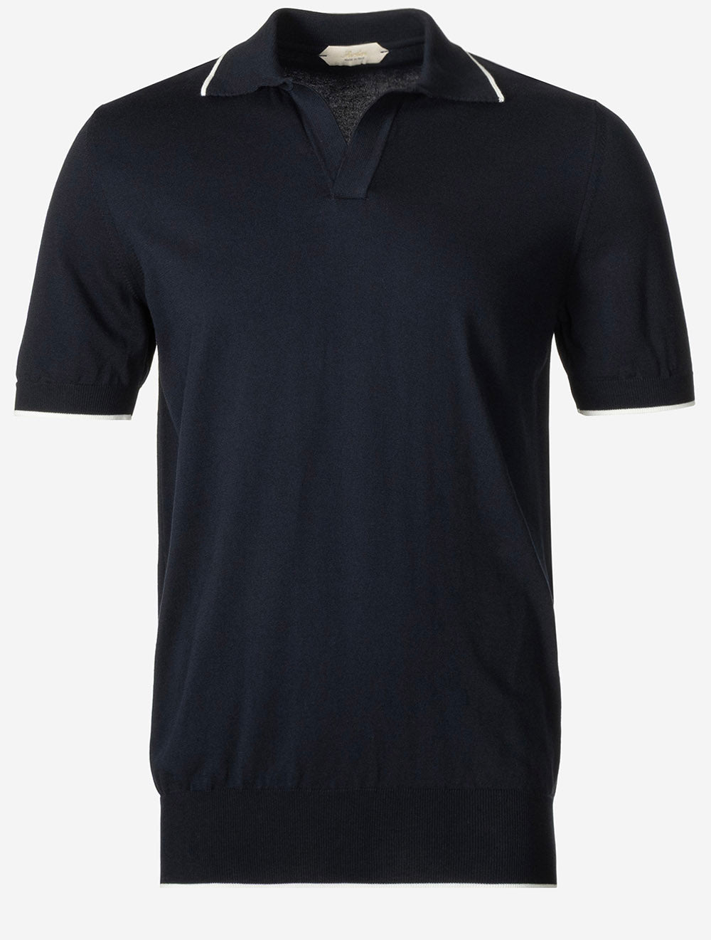 Short Sleeve Buttonless Polo Navy
